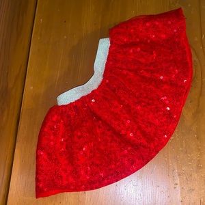 Cat & Jack Baby Girl Red Sequin Tutu Elastic Gold Glitter Waist. Size 12 months